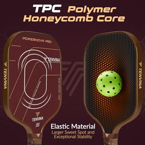 Image of TENVINA Pickleball Paddles, Multi-Layer T700SC Textured Carbon Fiber Pickleball Paddle, Pickle Ball Paddle with Strong Spin & Power Surface, 4-Types of Shapes and Thicknesses, USAPA Approved