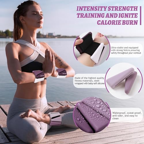 Image of BECOJADDE Ankle Weights for Women Wrist Weights Set of 2 (1 lb /2 lb Each) Adjustable Arm Leg Weight for Womens Men Suitable for Walking Swimming Running Pilates Yoga Gym