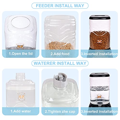 Elevon Automatic Dog Cat Gravity Food And Water Dispenser Set With Pet Food Bowl For Small Large Pets Puppy Kitten Rabbit Large Capacity(Black) #TOP1