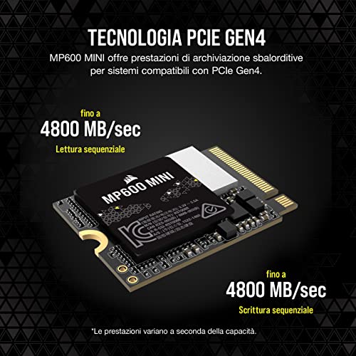 MP600 MINI 2 TB M.2 NVMe PCIe x4 Gen4 SSD – M.2 2230 – Fino a 7.000 MB/sec in Lettura Sequenziale – 3D TLC NAND ad Alta Densità – Ideale Per Steam Deck e Microsoft Surface – Nero - Hdd - Immagine 2
