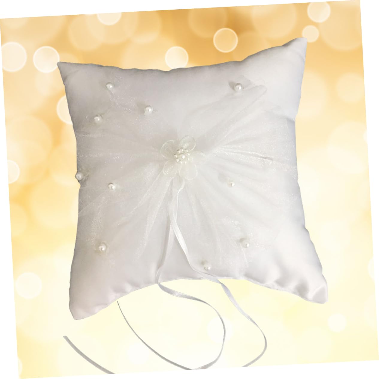 Gadpiparty 3pezzi Cuscino Per Fedi Nuziali Elegante Pizzo Con Nastro Decorativo Per Cerimonie Di Matrimonio e Fidanzamento Comodo e Compatto Per Trasporto Facile