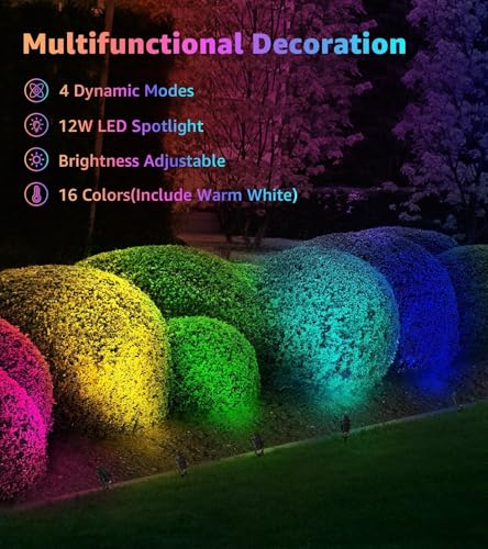 SUNVIE Halloween Outdoor Spotlight 12W RGBW Color Changing Landscape Lights with Remote Control 120V RGB Landscape Lighting Waterproof Spot Lights Outdoor for Yard Garden Patio Lawn Decorative, 4 Pack