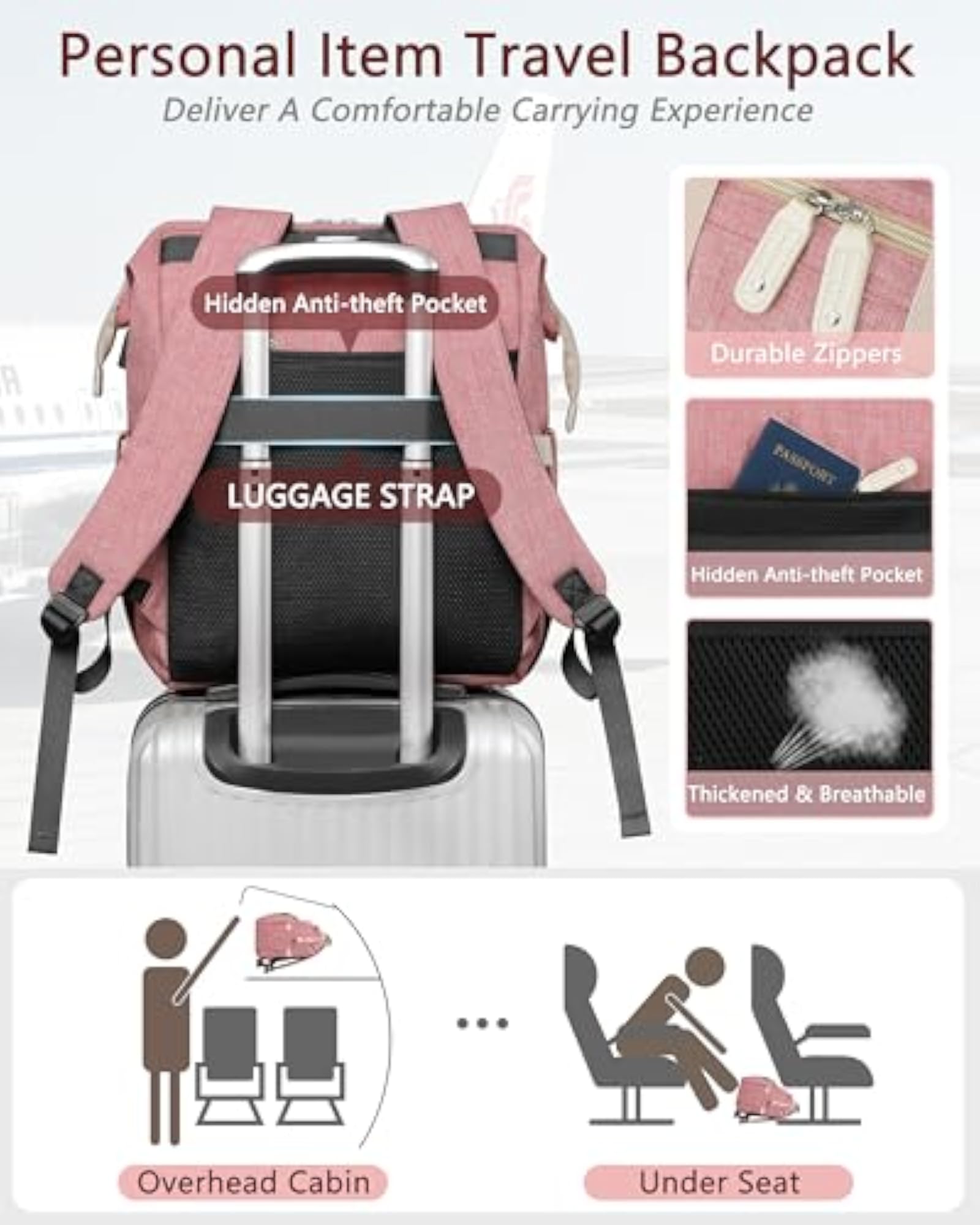 Wide Open Work Large Student Bookbag for 15.6 Inch Laptop