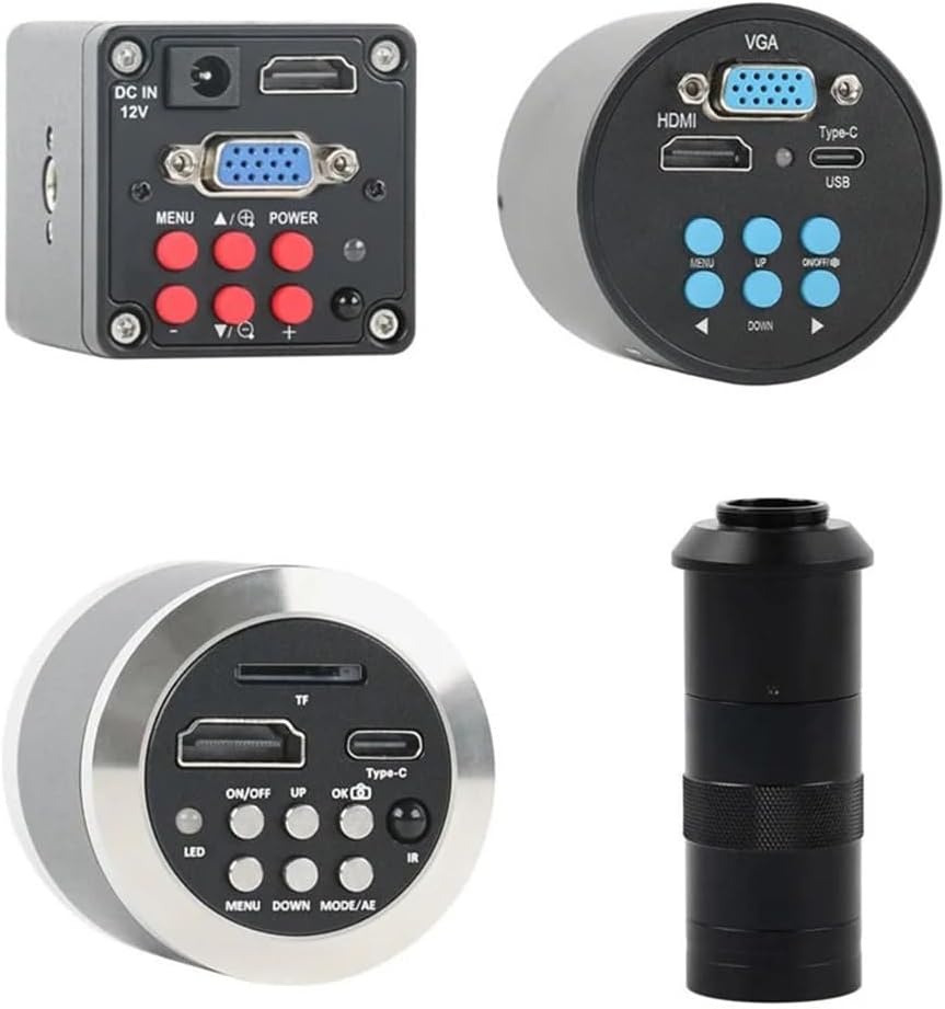 Microscope Accessories Kit HDMI VGA 48MP 55MP Sensor FHD 1080P HDMI VGA Video Microscope Camera +130X Adjustable Zoom C mount Lens + 56 LED Ring Light Microscope Slides ( Color : 48mp 4K With LED )