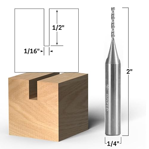 Miniatura 2 de Yonico Fresa de extremo CNC de carburo sólido espiral de 2 flautas de fresado de fresado de 116 pulgadas de diámetro. vástago de 14 pulgadas 31208-SC