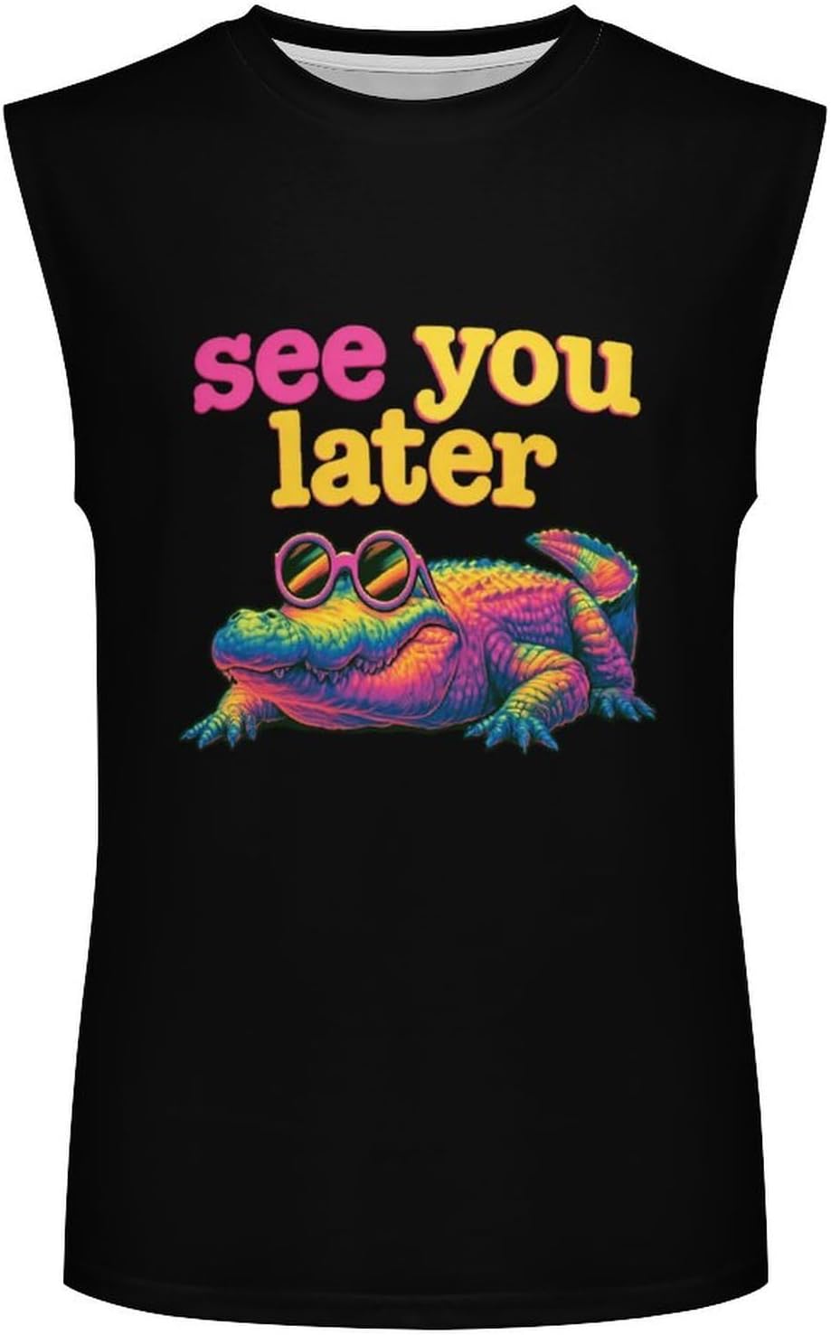 Colorful Gator Men Summer Sleeveless Crew Neck Top 5XL