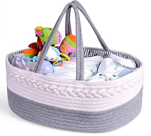 Baby Windel Caddy Organizer, 100% Baumwolle Leinwand Windel Große Tragbare Einkaufstasche Auto Organizer Aufbewahrungskorb
