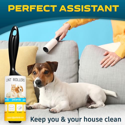Image of Lint Rollers 2 pcs, 900 Sticky Sheets, Extra 8 Spare Rollers /Hair Remover for Clothes, Furniture, Couch, Carpet, Dog Hair Remover, Cat Hair Remover, Animal Fur, Fuzz (Pack of 3)