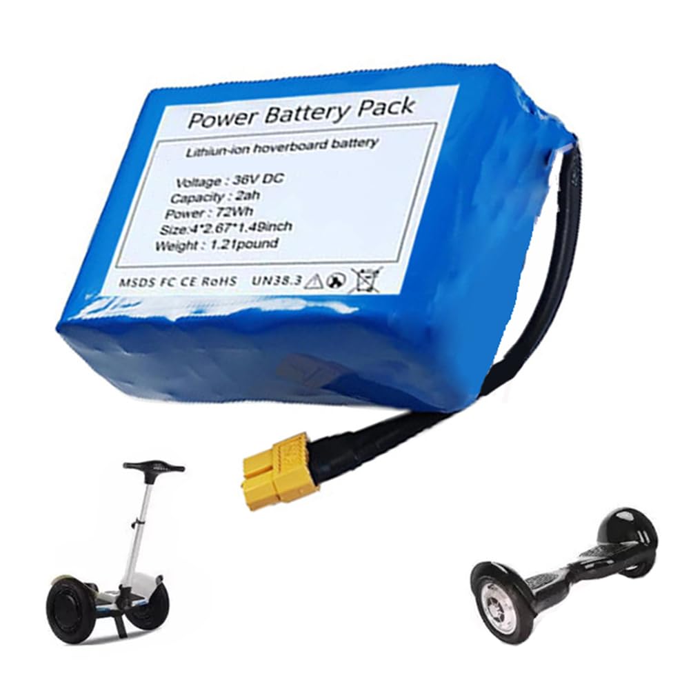 Batterie pour Hoverboard 36 V (Compatible 42 V) – Batterie de Remplacement Rechargeable au Lithium 36 V 2 Ah (36 V 2000 mAh 10S1P) pour Planches Auto-équilibrées