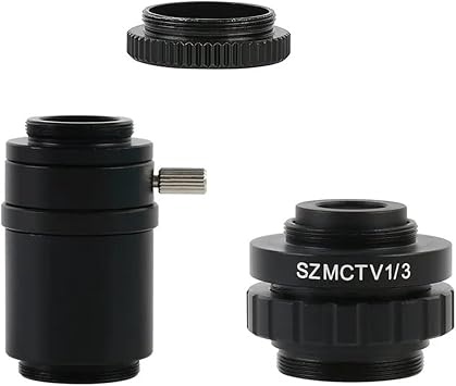 Microscope Kit SZM CTV 1/2 1/3 1X 0.3X 0.5X Adapter C Mount Lens Simul Ring Trinocular Stereo Microscope Microscope Lens Adapters1X and SZMCTV 1-3