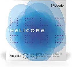 D'Addario Corda de violino Helicore tamanho 4/4 - Corda E de aço simples - H311 4/4M - Apenas corda E - Tensão média