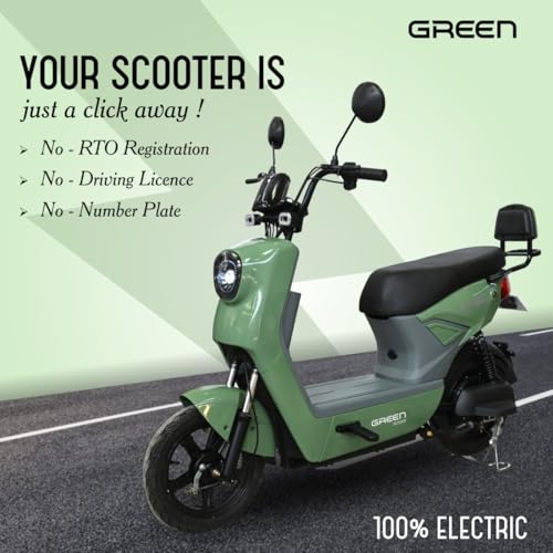 Image of Green Sunny Low Speed Electric Scooter Non RTO 40KM Range with Portable Charger (Green, 40 Km)
