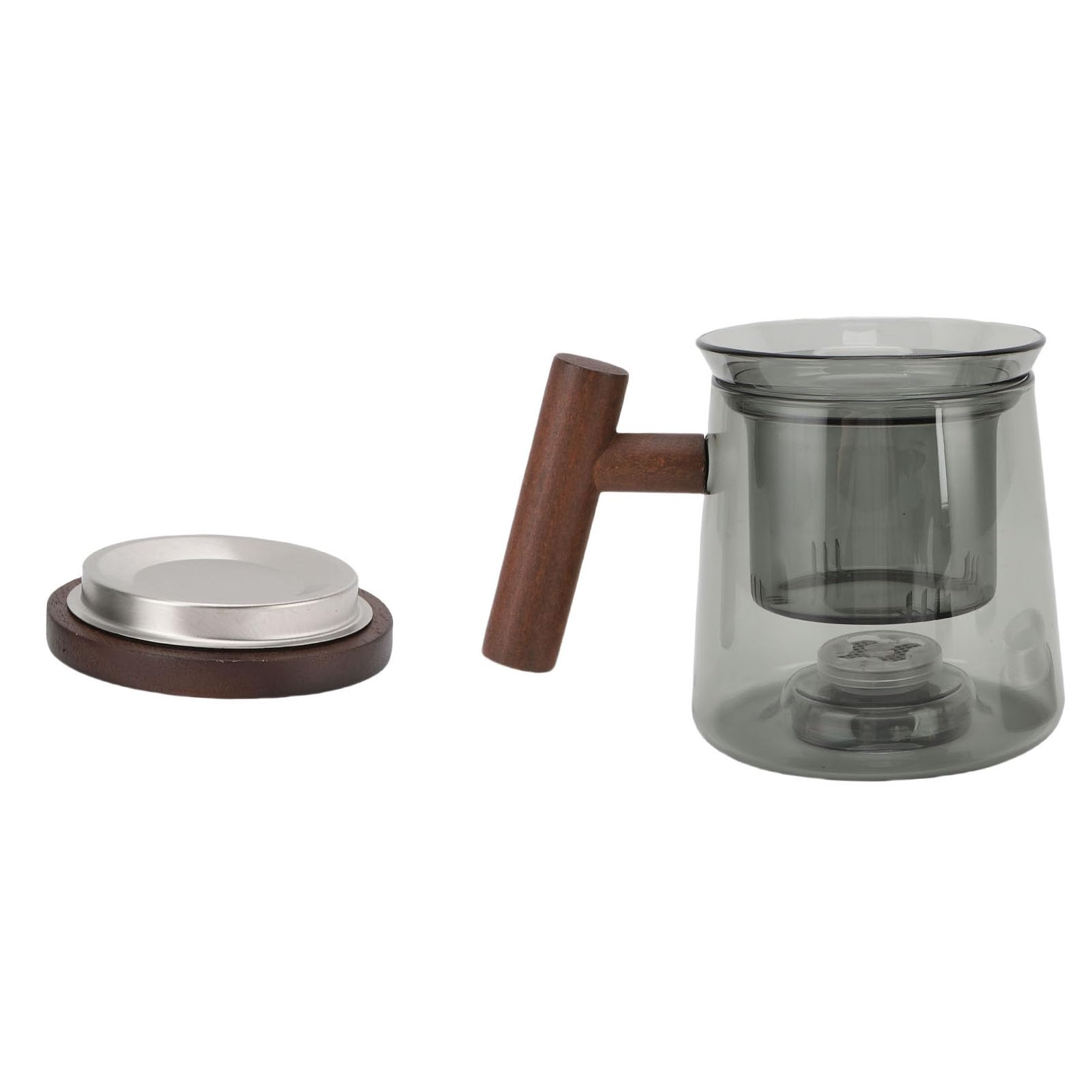 Luocute 500-ml-Wasserstoff-Teekanne, Protonenmembran-Anodenbeschichtung, Wasserstoff-Wasserstoffgenerator (6000–8000 ppb), mit Holzgriff und Wassertrennsystem, für Losen Tee und