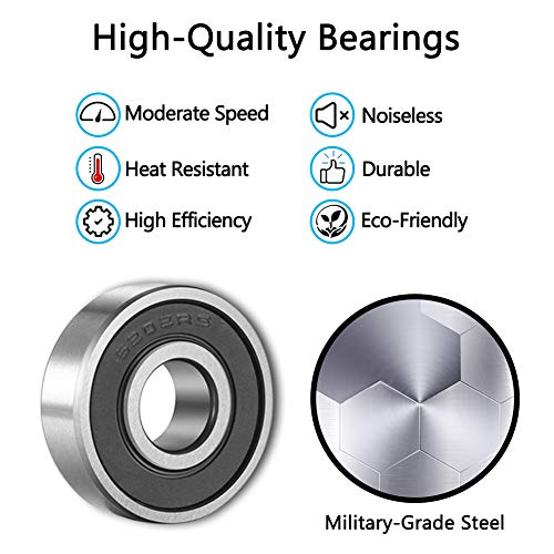 Image of ［4 Pack］6202-2RS Ball Bearings - Bearing Steel and Double Rubber Sealed Miniature Deep Groove Ball Bearings for Home Appliances, Garden Machinery, Outdoor Vehicles, Electric Toy&Tool (3 /5*1-2 /5*2 /5 inch)