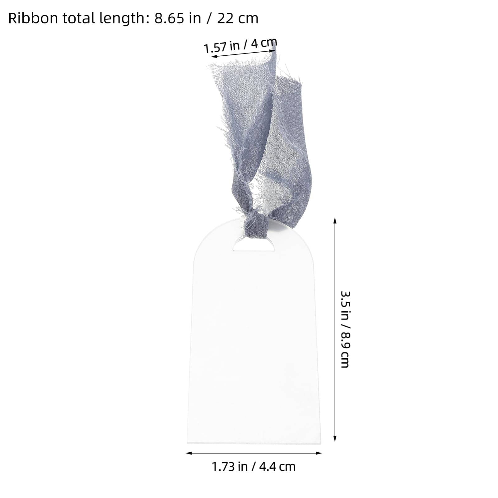 Ciieeo 50sets Blank Acrylic Reserved Seating Signs with Ribbon Arch Shape Name Cards for Weddings Table Settings and Guest Labels Elegant Frosted Design