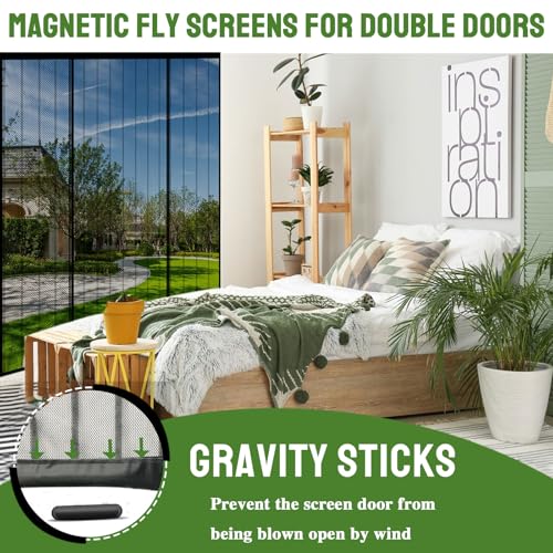Moustiquaire porte magnétique 140x220 rideau porte anti insectes mouche moustique aimantée - 6