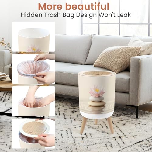 Papelera pequeña con tapa Serene Lotus 1.8 gal miniatura 6