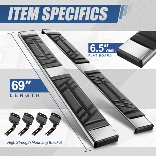 Estribos laterales acero inoxidable 6.5" para Ford F-150 y F-250 miniatura 3