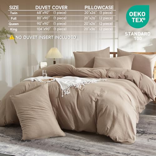 Housse de couette lin et coton bio taupe pour lit King Size - 8