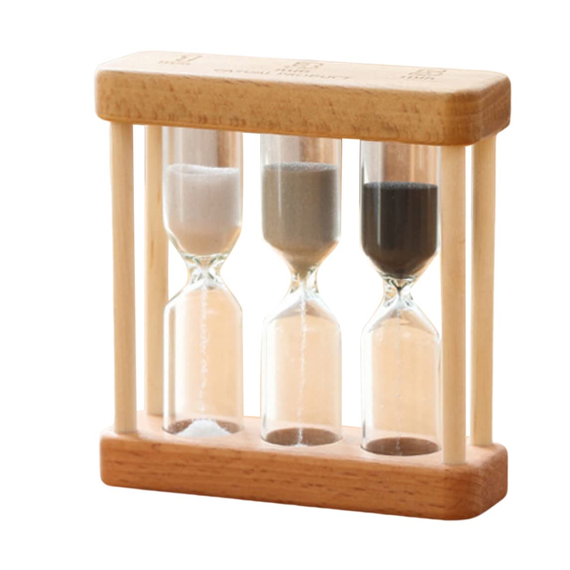 Peosaard Black, White And Gray Wooden Sand Timer 3 In 1 Hourglass Timer Mini Hourglass Clock For Tooth Brushing Cooking Style2, Hourglass Timer