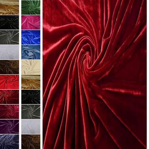 StoffBook DKLROT NOBLE Tissu en velours bi-extensible VELOURS NICKISAMT Tissu GLAMOUREUX Tissus, B843(rouge foncé)