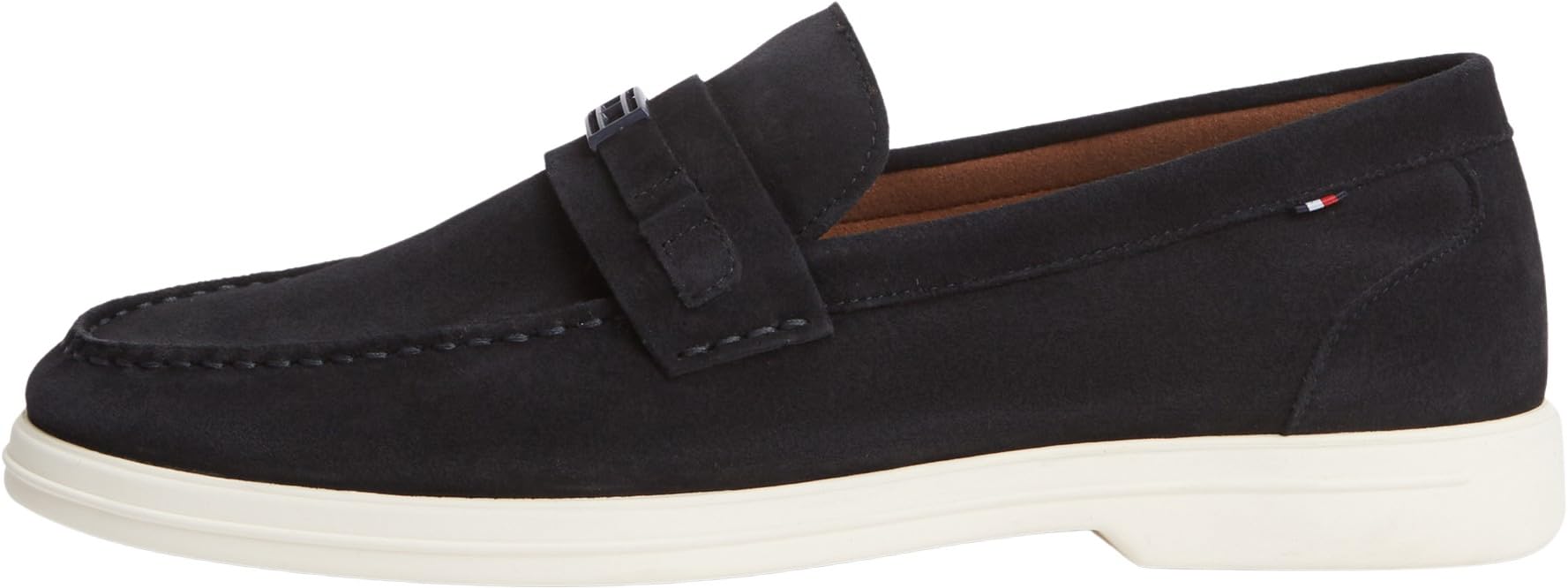 Tommy Hilfiger Men Light Suede Flag Hardware Loafer FM0FM05897 Loafers, Blue, 6.5