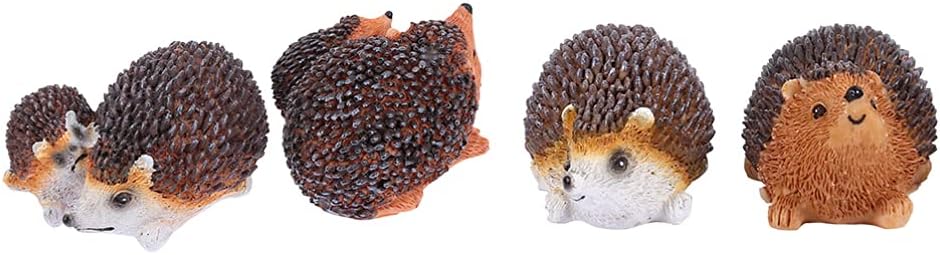 Abaodam 2ペアハリネズミ置物ミニチュアハリネズミ妖精ガーデン像樹脂動物の彫像庭のデスクトップ装飾彫刻 お買い得