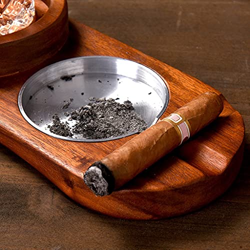 Walnuta 2 In 1 Wooden Ashtray Rustic Wood Whiskey Glass Cup Tray And Cigar Holder Rest Ashtray Home Office Decoration Ornaments (Size : Square) #TOP3