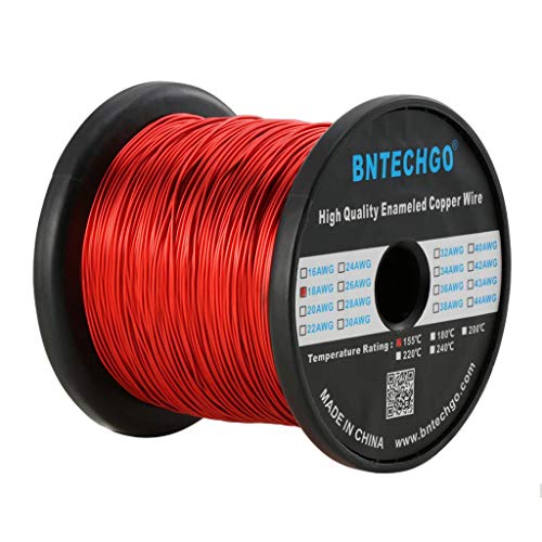 Image of BNTECHGO 18 AWG Magnet Wire 3 lb Red Enameled Copper Wire 0.0393 inch(1.00mm)