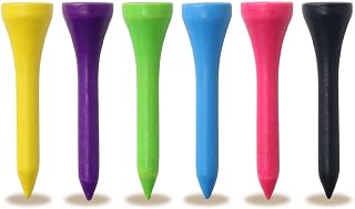 Japard Short Golf Tees Wood 1 1/2 Inch Bulk 50 Count, Colorful Durable Stable, Gifts for Men Women, Pink Green Purple Blue Yellow Black (1 1/2", 6 Colors)