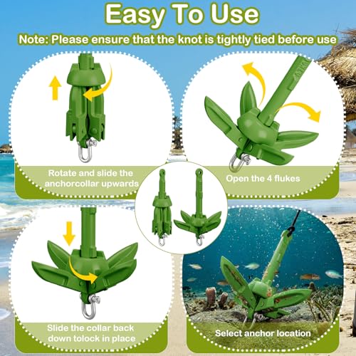 Image of Lounsweer 2 Pack 1.5 /3.5 lb Marine Kayak Anchor Kit Folding Grapnel Anchor Kit Boat Kayak Fishing Accessories for Small Boats Kayaks Canoe Paddle Boards