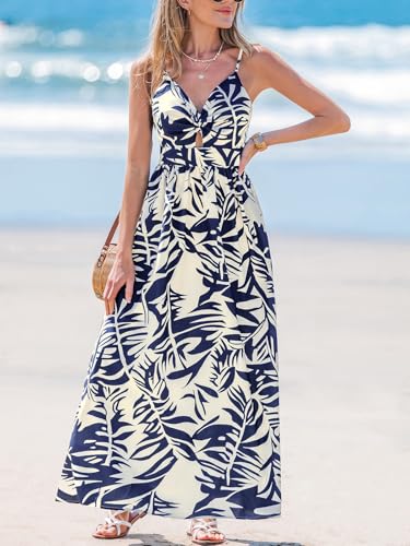 Image of CUPSHE Women's Maxi Dress Floral Print Twisted V Neck Sleeveless Long Dress Summer Casual Dress