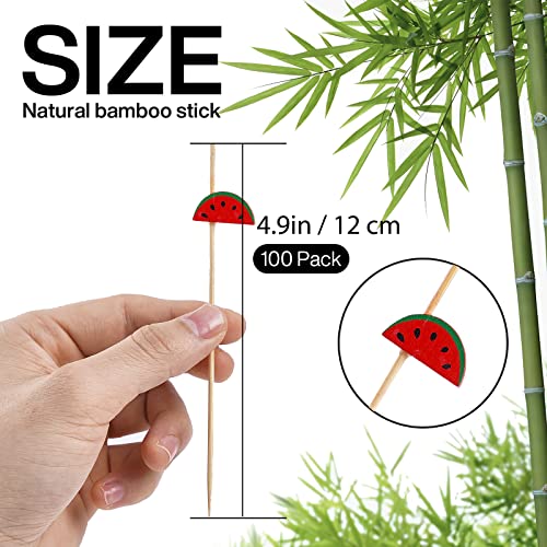 Putwo Cocktail Picks Handmade Bamboo Toothpicks 100Pcs 4.7” In Watermelon Decor #TOP1