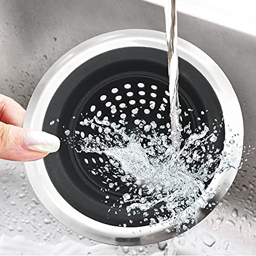 2Pcs Sink Strainers,Flexible Silicone And Stainless Steel Kitchen Sink Drainer Baskets，Large Wide Rim 4.5 Inch Diameter,Rust Free,Prevent Food Residues From Clogging #TOP4
