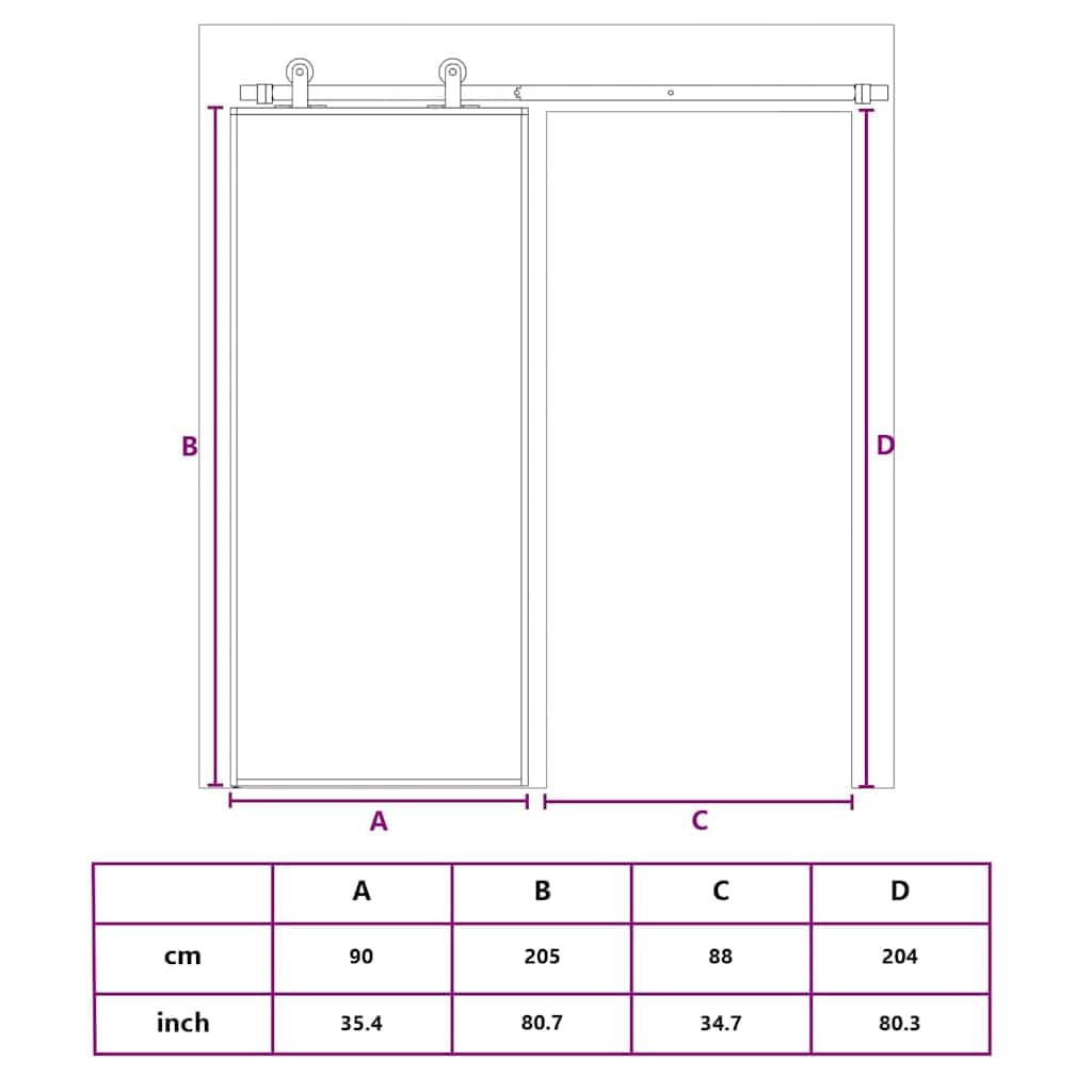 Białe drzwi przesuwne 90 x 205 cm, szkło ESG, aluminium