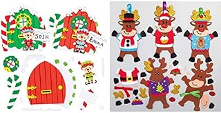 Baker Ross AR738 Elf Door Kits (Pack of 4) for Kids Christmas Crafts and Decorations, Assorted