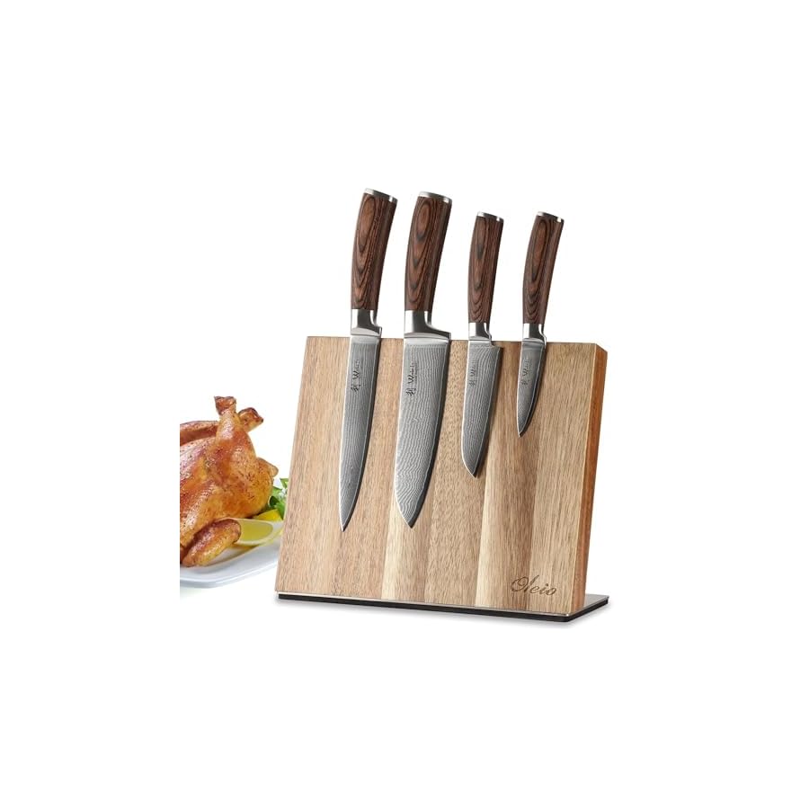 Wakoli-EDIB-4-Piece-Damascus-Knife-Set-with-Magnetic-Knife-Block-I-Professional-Chef-Knife-Set-with-31-8-Blades-67-Layers-Damascus-Steel-Pakkawood-Handles-I-Premium-Kitchen-Knife-Block-Set Wakoli EDIB 4-Piece Damascus Knife Set with Magnetic Knife Block I Professional Chef Knife Set with 3.1"-8" Blades, 67 Layers Damascus Steel, Pakkawood Handles I Premium Kitchen Knife Block Set