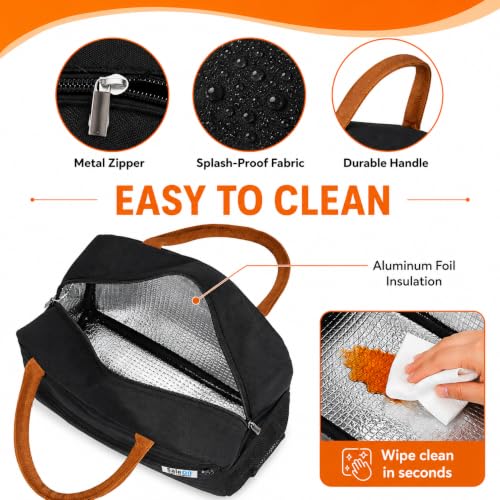 Image of SaleOn Insulated Lunch Bag for Women /Men /Adult, Lunch Box Lunch Bag Women, Small Leakproof Cute Lunch Tote Large Capacity Reusable Lunch Container for Work /Office /Picnic /Beach (Black)
