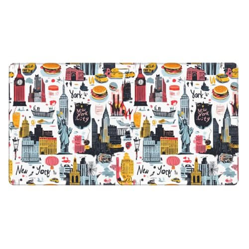 Grand tapis de souris de jeu imprimé New York pour ordinateur portable