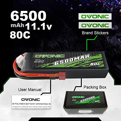OVONIC Batteria Lipo RC 3S 11,1 V 6500 mAh 80C