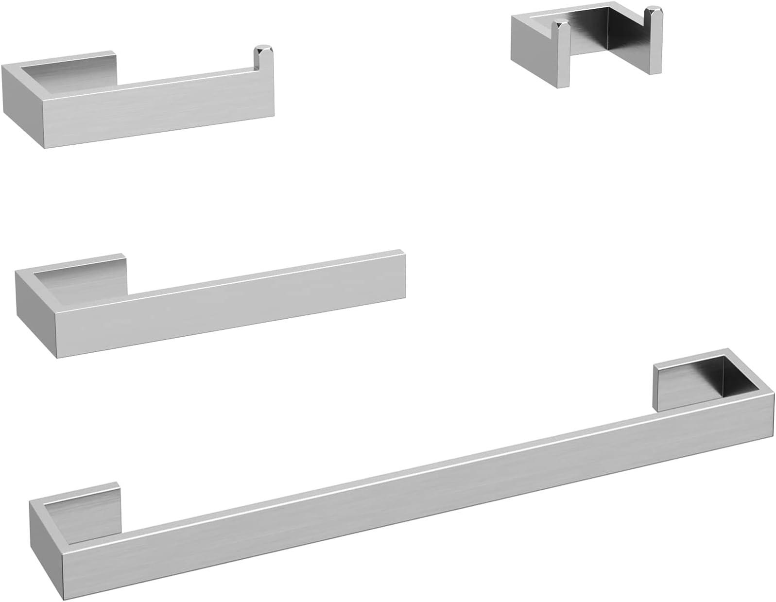 LuckIn Modern Brushed Nickel Bathroom Accessories Set, 24 Inch Bath Towel Bar Set, 304 Stainless Steel Bathroom Hardware Set, 4-Piece