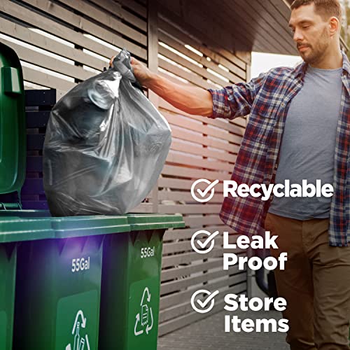ToughBag Contractor Trash Bags 55-60 Gallon, Heavy Duty, 2.5 Mil Clear Garbage Bags, Tear-Resistant Large Trash Bags for Construction, Recycling & Home (50 Count) - Made in USA