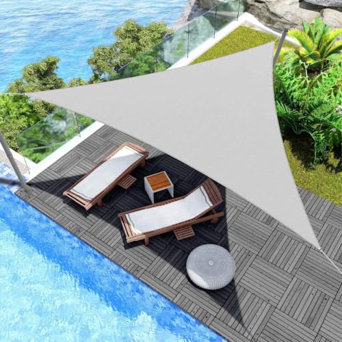 DEPAR Toldo triangular 3 x 3 x 4,30 m, resistente al agua y protección UV, tejido Oxford de alta calidad, protección solar ideal para terraza, jardín y balcón, incluye cuerdas de montaje y anillas en