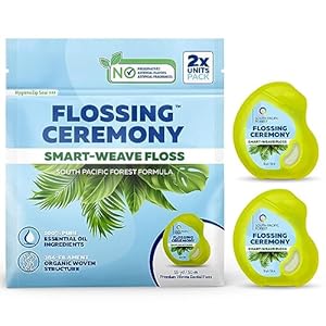 FlossingCeremony | Expanding Woven Dental Floss | Smart-Weave Floss | Vegan | Natural | Non-Toxic & PFAS Free | Eucalyptus & Manuka | Hilo Dental para Dientes | 55 Yards x 2 Units