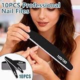 elzle 10 PCS Professional Nail Files Set, 100/180 Grit Double-Sided Emery Board Nail File, Nail Styling Tools Pet Grooming Tools for Home and Salon Use, Half-Moon(Black) - Image 2