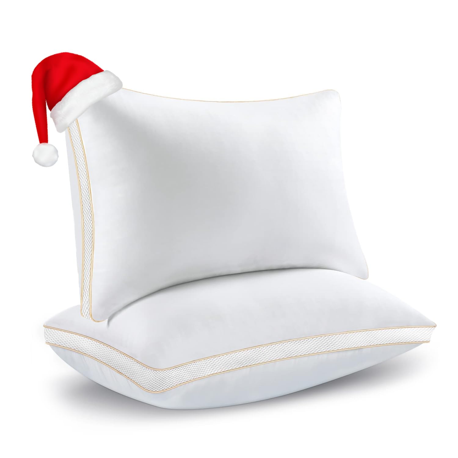 Pillows 2 Pack , Hotel Hypoallergenic Bed Pillows for Neck Pain, Luxury Sleeping Pillows of 2 for Side and Back Sleepers, Down Alternative Fluffy Soft Pillow Standard Size 42 x 70cm