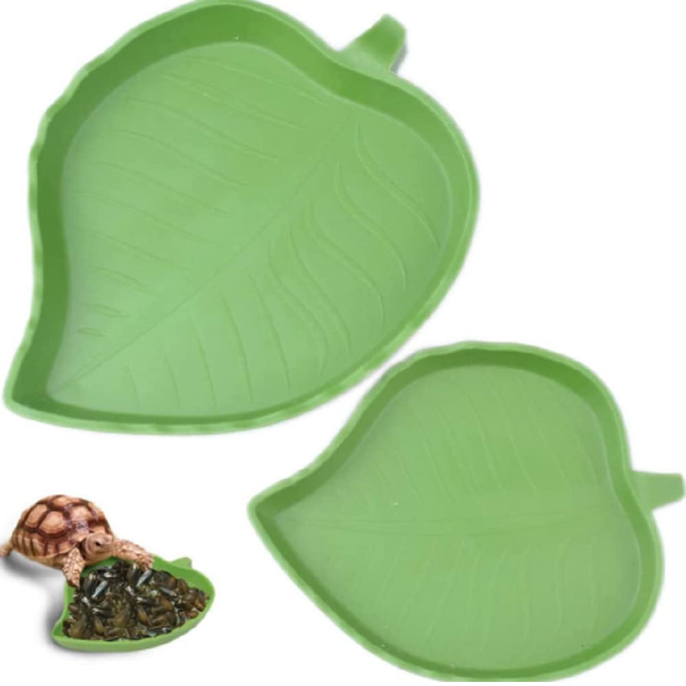 Leaf Reptile Food Water Bowl, 2 Size- 2 Pieces