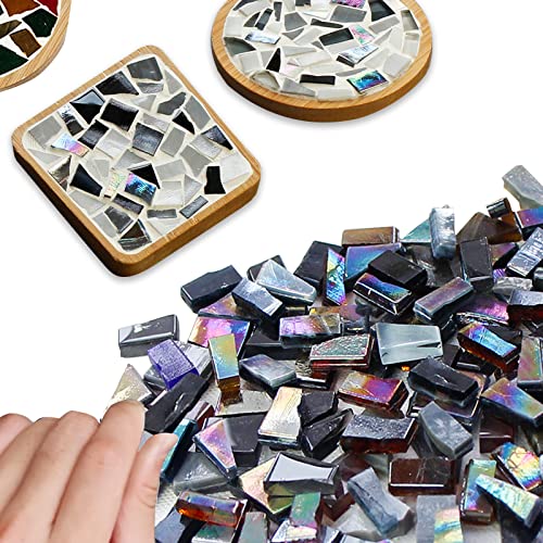 Litmind Black Mixed Irregular Stained Glass Mosaic Tiles For Art Crafts, 8.8Oz Value Pack Mosaic Making Supplies, Mosaic Kits For Adults #TOP1