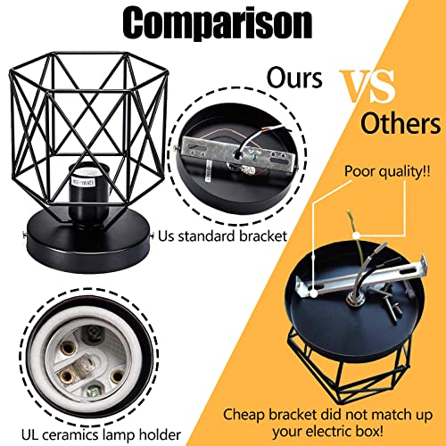 Vintage Semi Flush Mount Ceiling Light E26/E27 Base Industrial Metal Cage Ceiling Fixture for Country Hallway Kitchen Garage Porch Bathroom 4 Pack by Asnxcju - Image 5