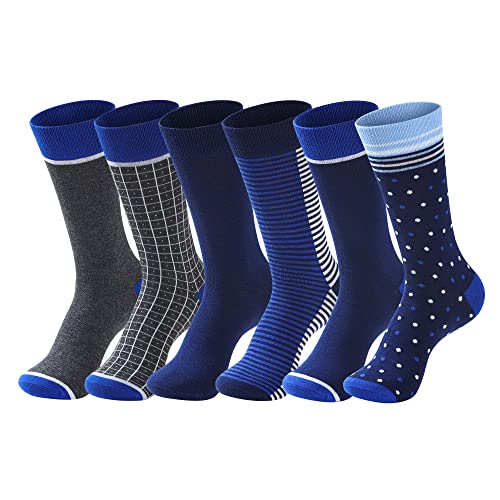GLENMEARL 6 Pack Dress Socks for Men, Patterned Mens Socks With Gift Box Casual Business Socks
